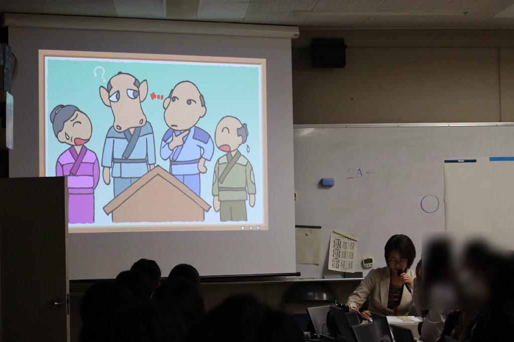 笠地蔵の紙芝居を使った授業